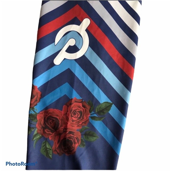 Peloton x Poprageous Pop Active Womens Leggings Size Large L Lines Stripes Rose - Picture 7 of 7